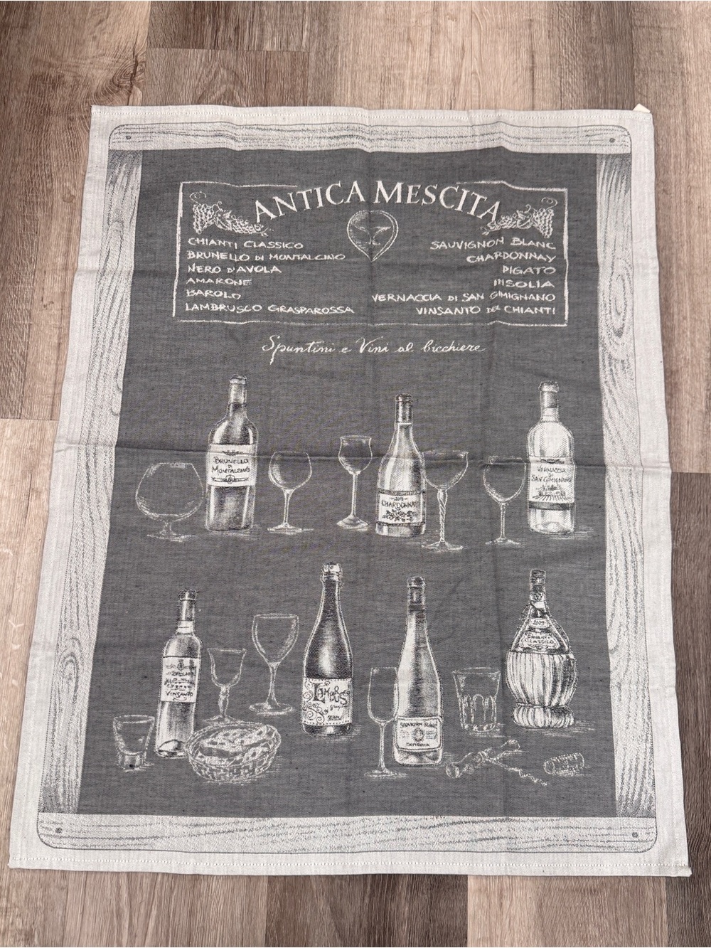 Le Telerie Toscane Kitchen Tea Towel Antica Mescita Wine Themed Cotton Italy